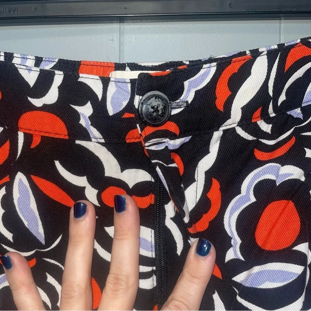 Anthropologie Black Red White Floral Wide-Leg Pants